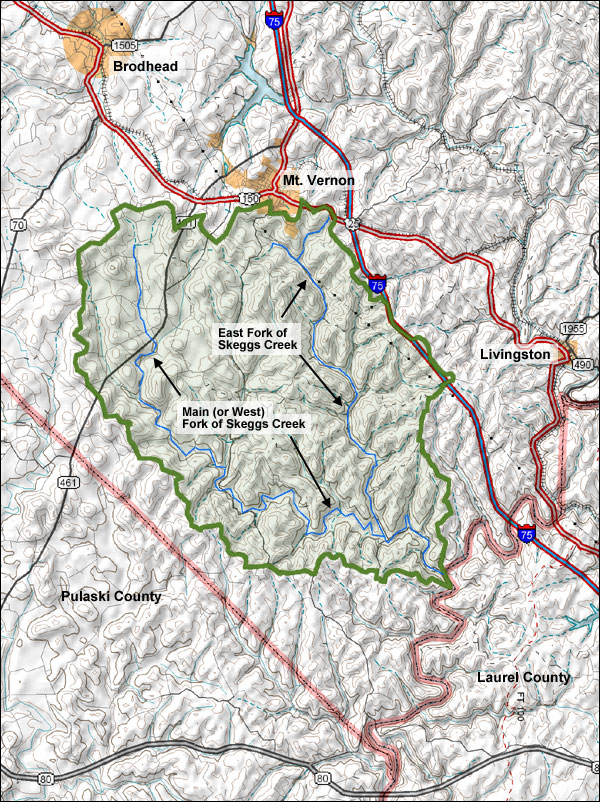 Rockcastle County Ky Map Skeggs Creek Watershed Map